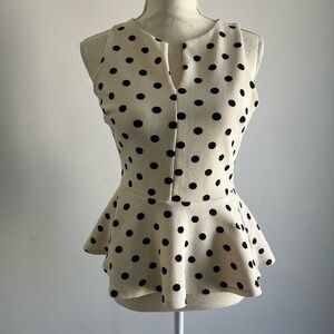 Soprano Black and White Polka Dot Peplum Blouse